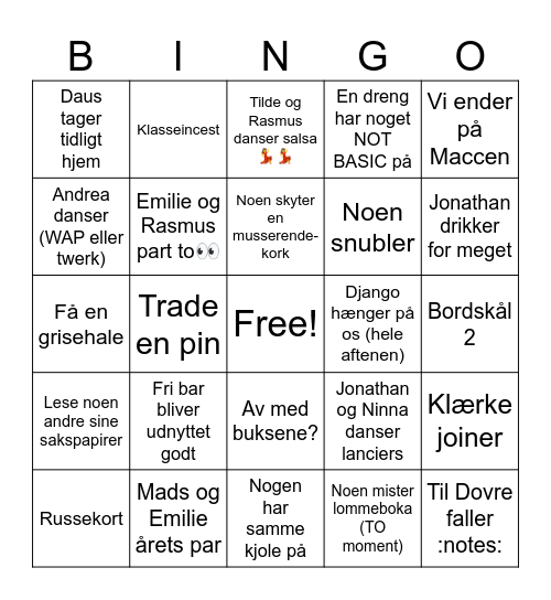 GALLA Bingo Card
