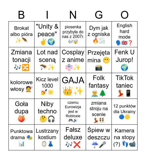 EUROWIZJA 2025 Bingo Card