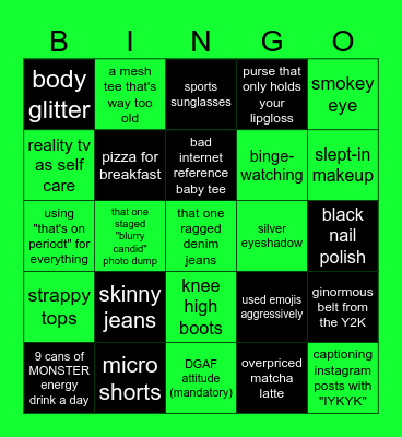 BRAT SUMMER ESSENTIALS Bingo Card