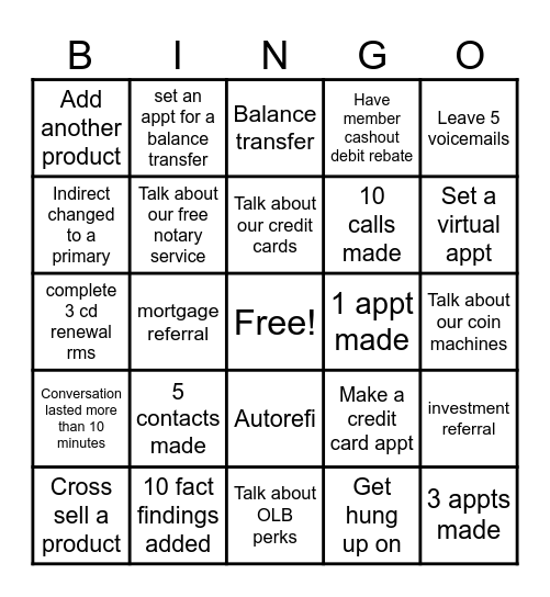 Call Night Bingo Card