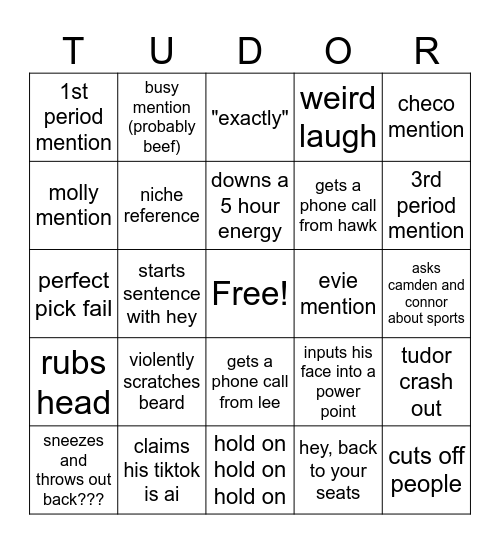tudor bingo Card