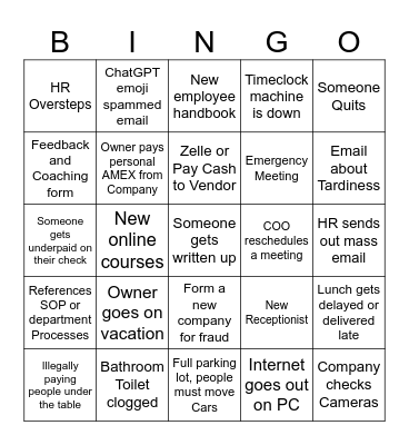 Serendipity Bingo Card