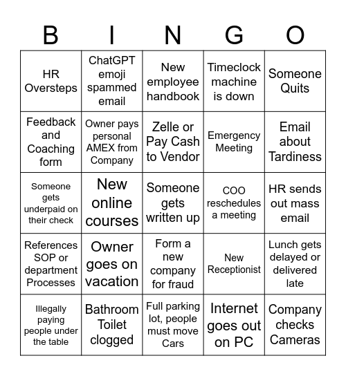 Serendipity Bingo Card