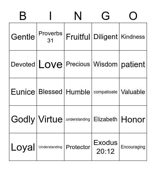 mothers day Bingo Card