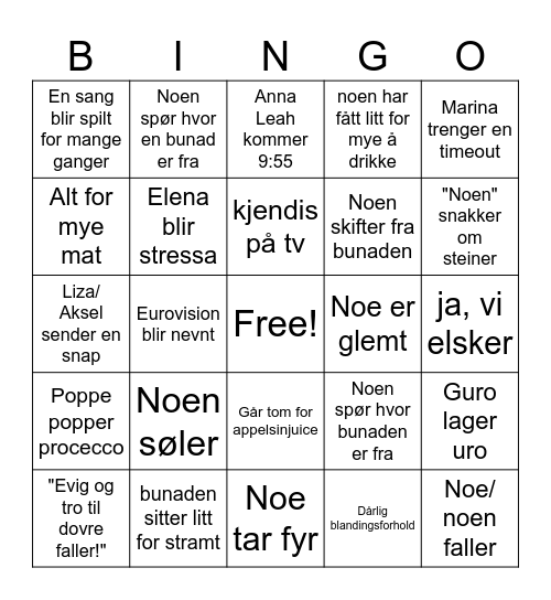 Unti¢tled Bingo Card