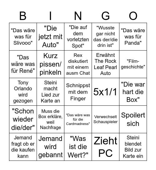 Bingo Steini Leaf Pop Century Bingo Card