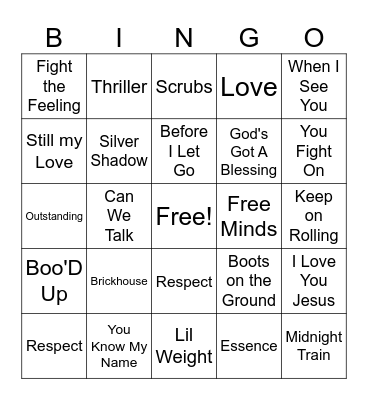 Family Reunion Music BINGO Card