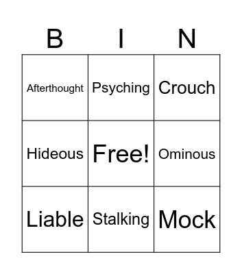 Vocabulary Bingo Card