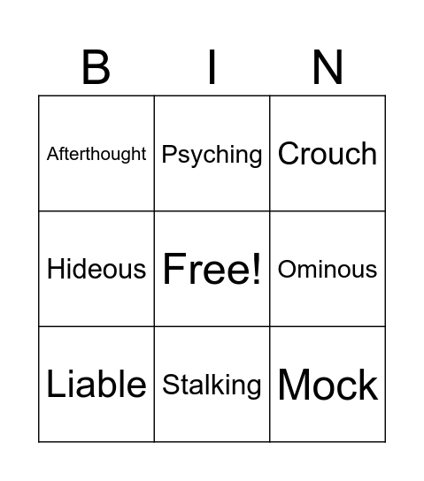 Vocabulary Bingo Card