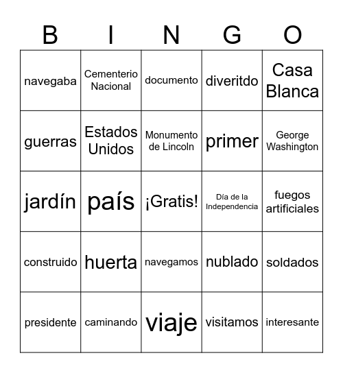 El viaje divertido Bingo Card