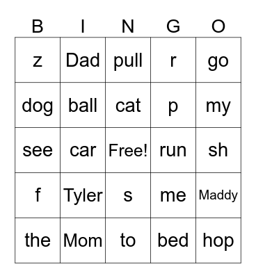 Tyler is Cool Bingo Card