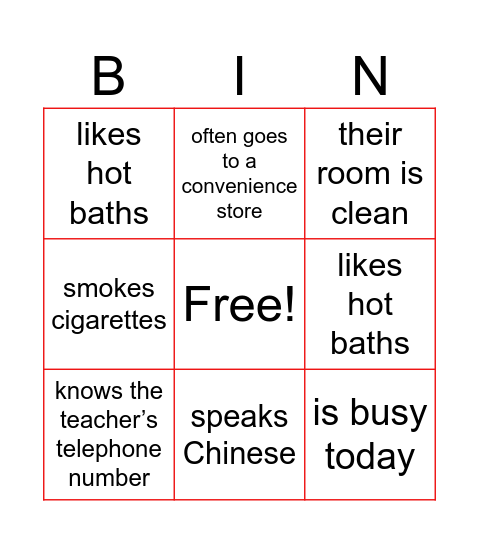 nihongo  informal speech Bingo Card