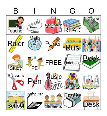 School Bingo Card