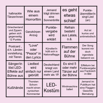 ESC 2025 Bingo (deutsch) Bingo Card