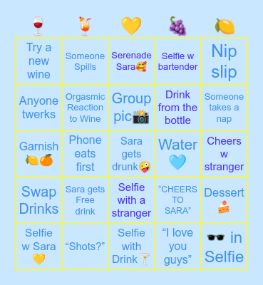 Sara’s Ciao To 20s🍋🍷 Bingo Card