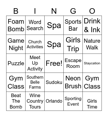 Shunte Bingo Card