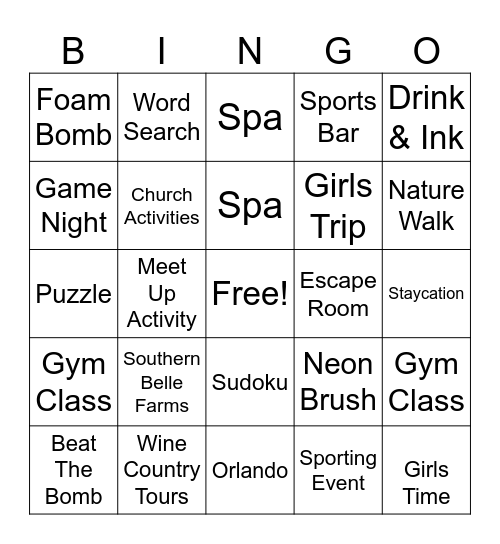 Shunte Bingo Card