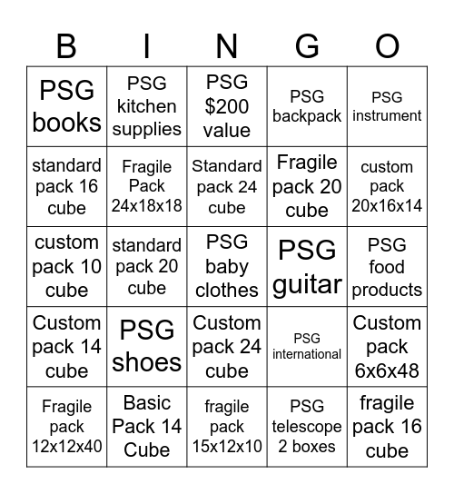 Spring Packing Promo Bingo Card