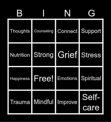 Mental Health BINGO Card