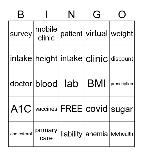 HEALTH SERVICES Bingo Card
