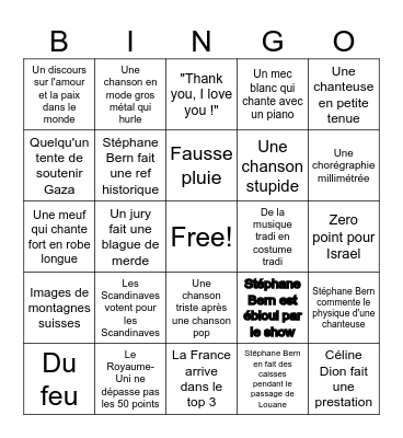 Eurovision 2025 Bingo Card