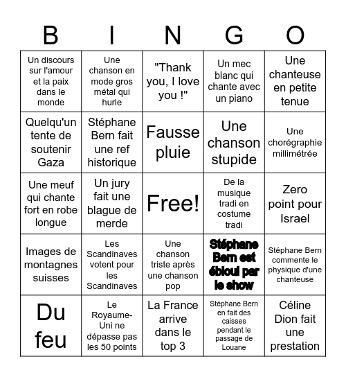 Eurovision 2025 Bingo Card