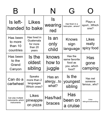 Icebreaker Bingo: Find Someone Who Bingo Card