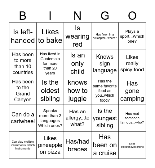 Icebreaker Bingo: Find Someone Who Bingo Card