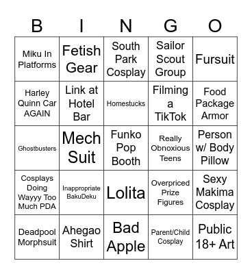 Anime Central Bingo Card