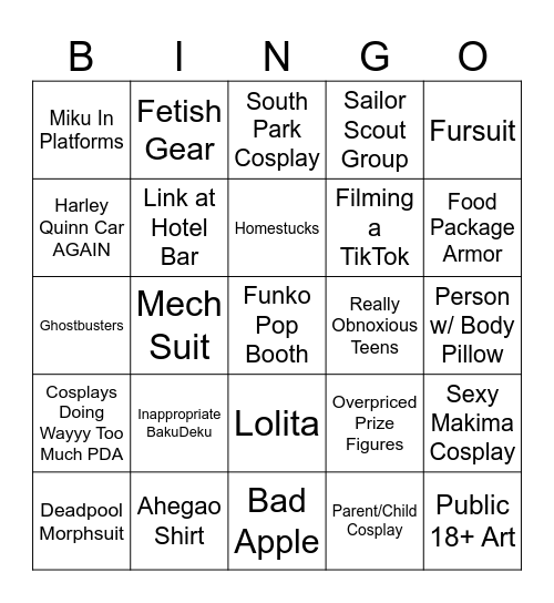 Anime Central Bingo Card