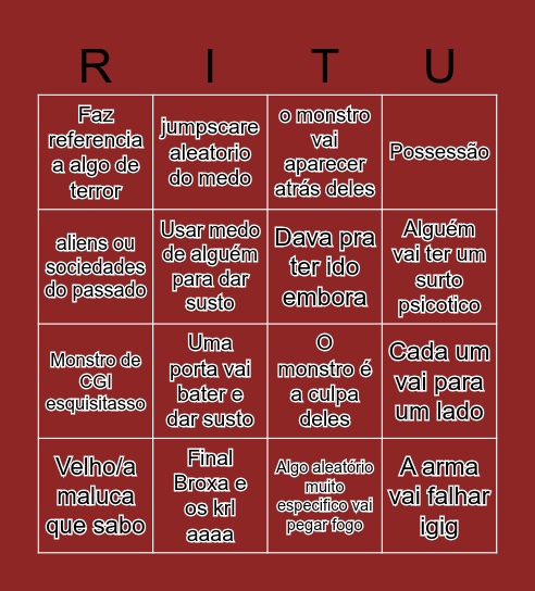 O Ritual Bingo Card