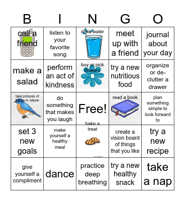 Self Care Bingo Card