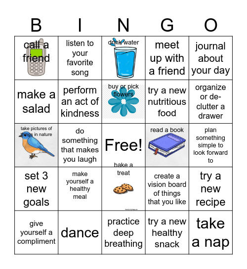 Self Care Bingo Card