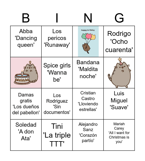 Bingo Musical Bingo Card