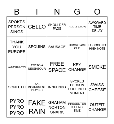 Eurovision Bingo! Bingo Card