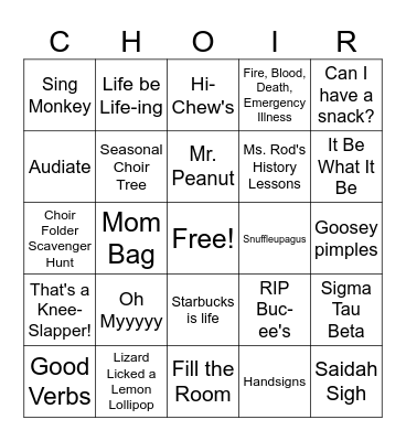 2025 Heights Choir Banquet Bingo Card
