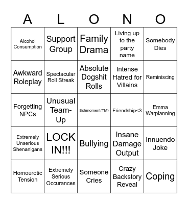 Going to War with Gang (yay) Bingo Card