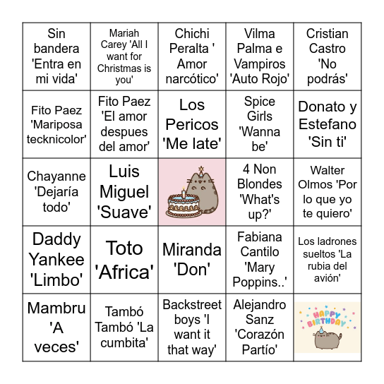 BINGO MUSICAL Bingo Card