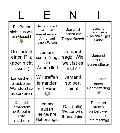 Leni´s Bingo Card