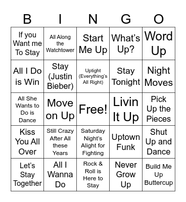 Up All Night 2025(B) Bingo Card