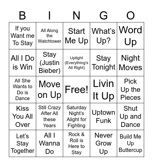 Up All Night 2025(B) Bingo Card