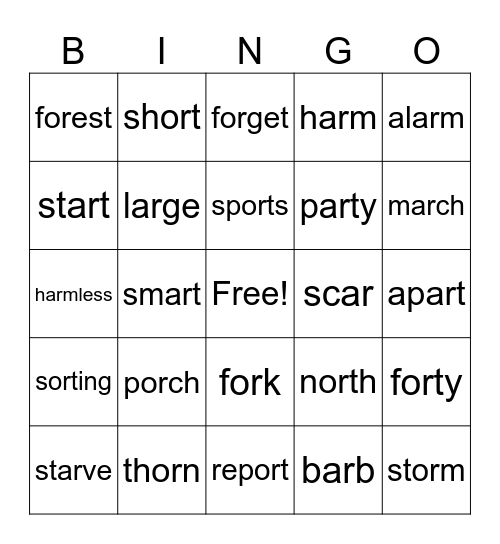 or and ar Bingo Card