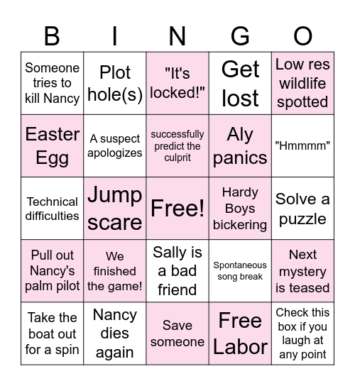 Aly's Final Ghost Dogs Livestream Bingo Card