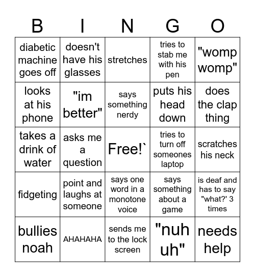 Adrien bingo Card