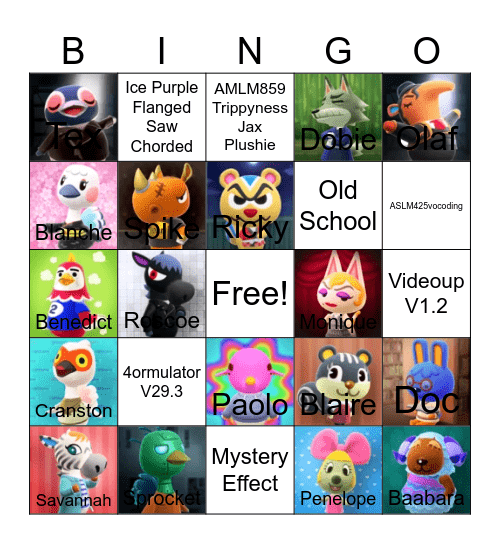 Animal crossing bingo! Bingo Card