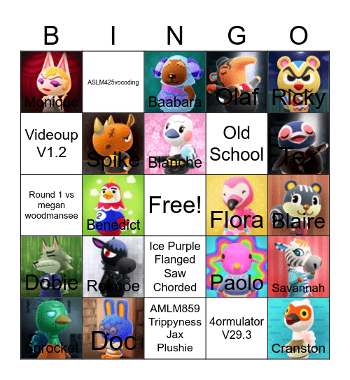 Animal crossing bingo! Bingo Card