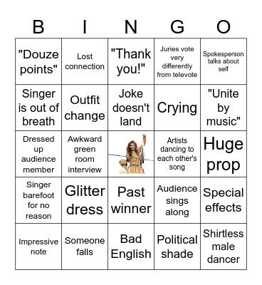 Eurovision Song Contest 2025 Bingo Card