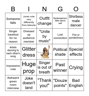 Eurovision Song Contest 2025 Bingo Card