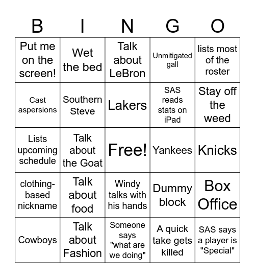 First Take Bingo Card