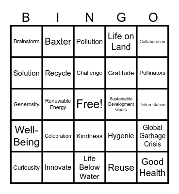 Project Innovate Bingo Card